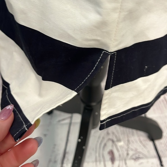 Sail to Sable Nautical Dress Striped Gold Metallic Trim Sleeveless Size Small - Picture 5 of 9